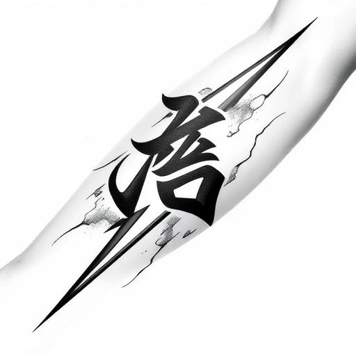 Stylized Chinese Love in Bold Calligraphy: AI Tattoo Design